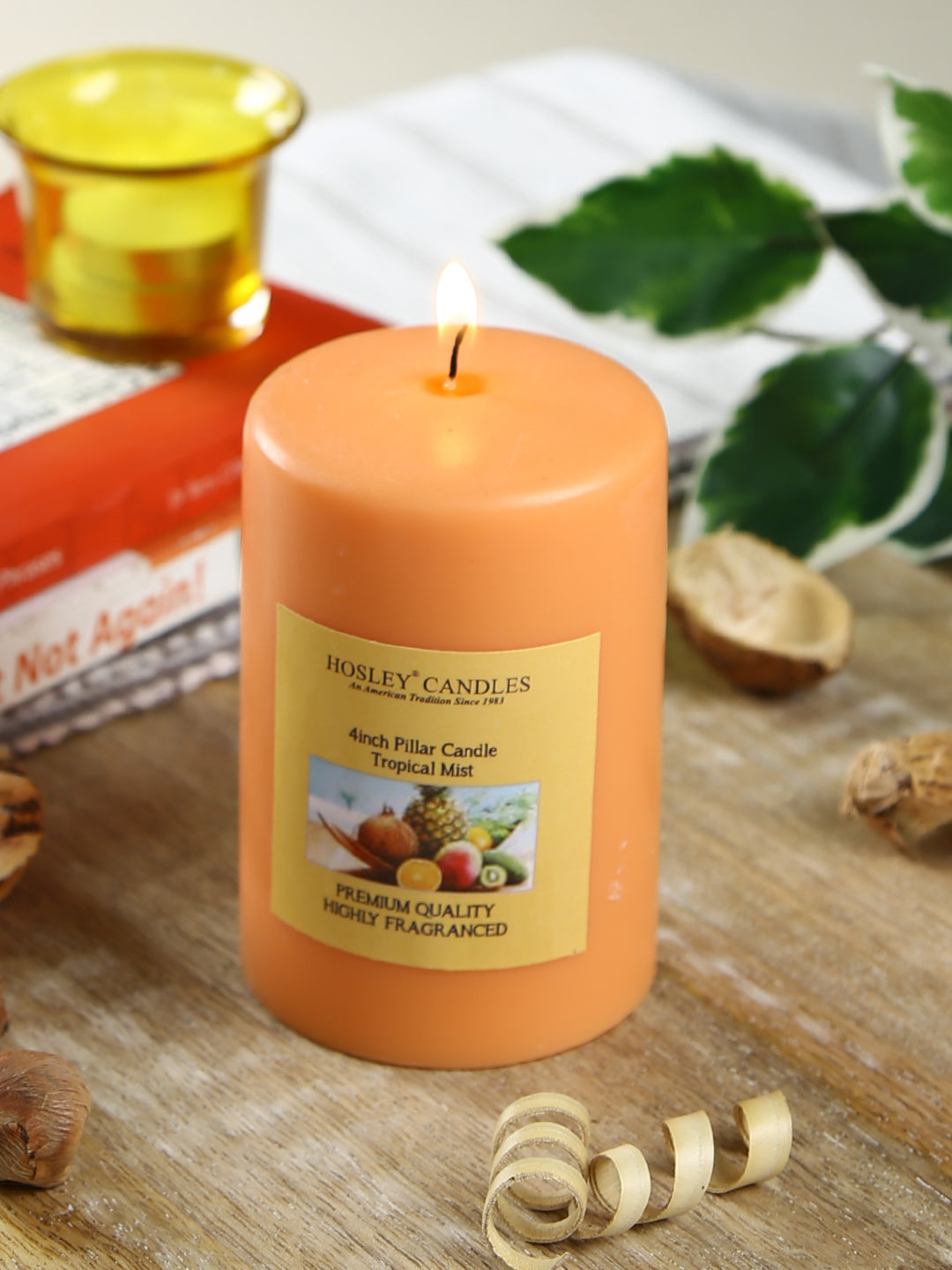 Hosley® Tropical Mist Highly Fragranced 4inch Pillar Candle
