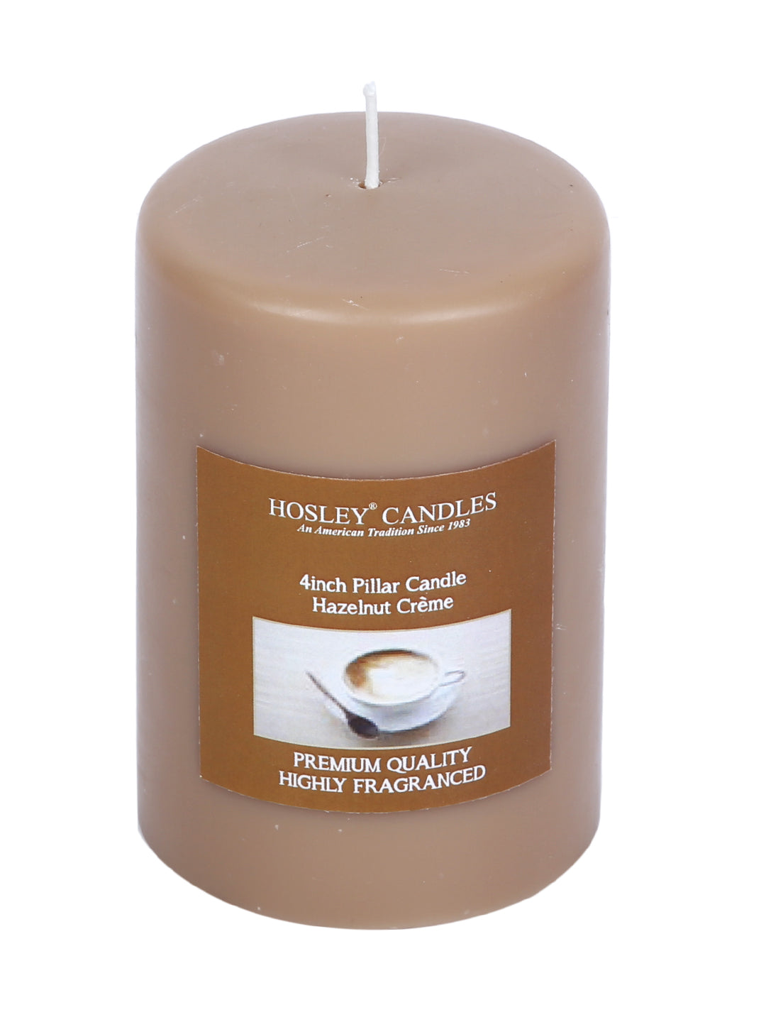 Hosley® Hazelnut Creme Highly Fragranced 4inch Pillar Candle