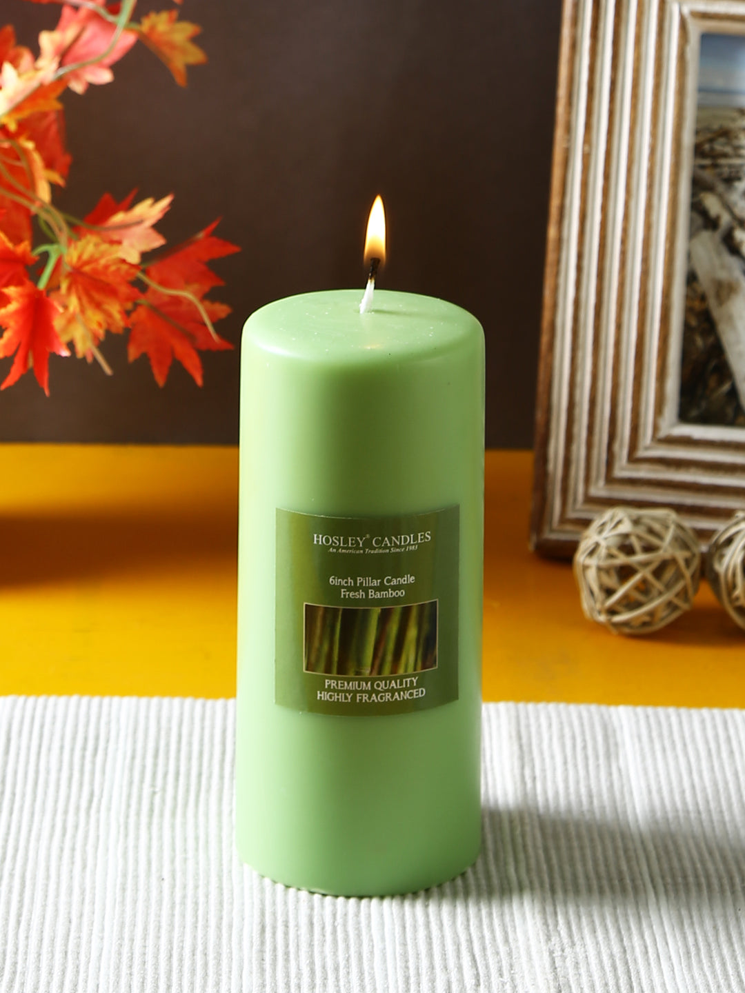 Hosley® Fresh Bamboo Highly Fragranced 6inch Pillar Candle