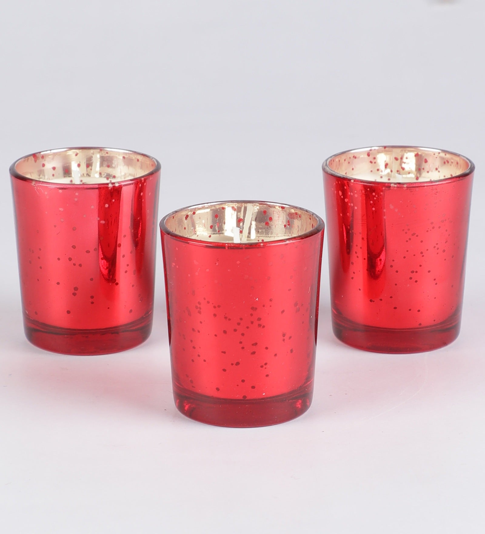 Hosley Set 3 Fragrance Metallic Red Glass Candle for Decoration