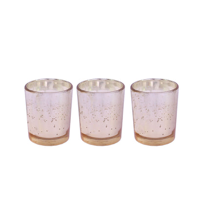 Hosley Set 3 Fragrance Metallic Gold Glass Candle for Decoration