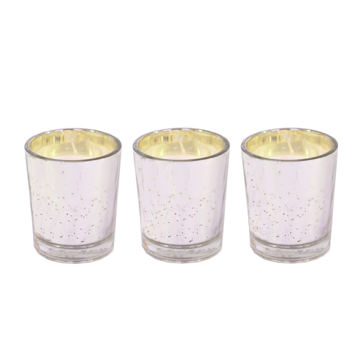 Hosley Set 3 Fragrance Metallic Silver Glass Candle for Decoration