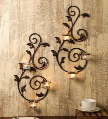 Hosley 18IN Long Set of 2 Decorative Wall Sconce with Free Tealights