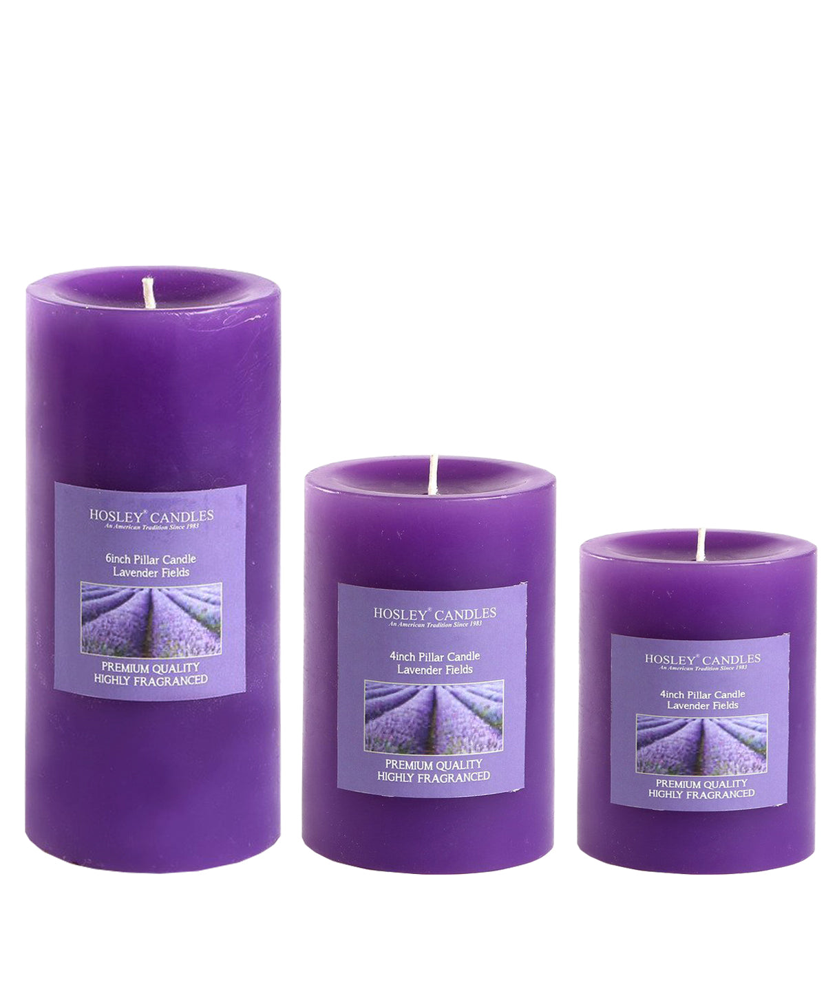 Hosley Set 3 Decorative Lavender Highly fragranced Pillar Candle
