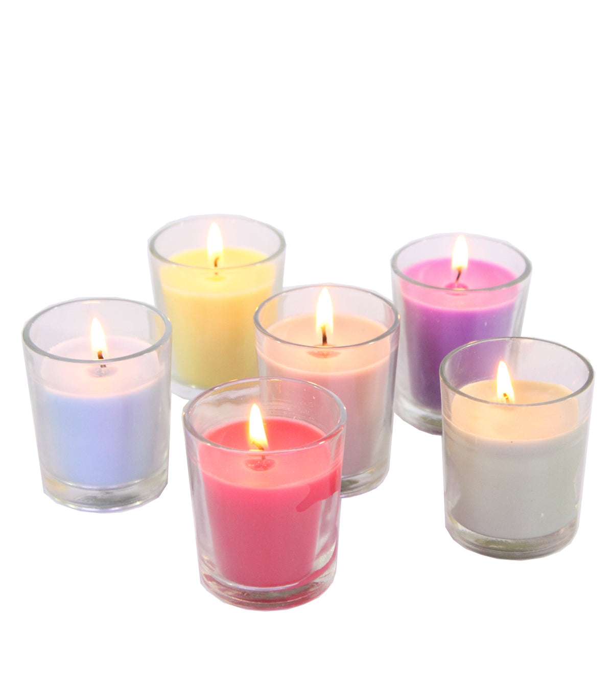 Hosley Set 6 Decorative Multicolor Highly multi fragranced Glass Candle