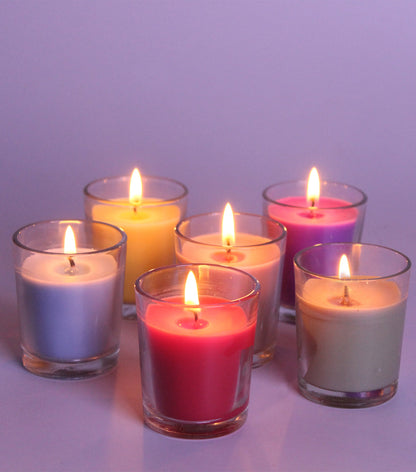Hosley Set 6 Decorative Multicolor Highly multi fragranced Glass Candle
