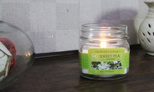Hosley Sweet Pea Jasmine Scented  Jar Candle for Festive / Home Decoration