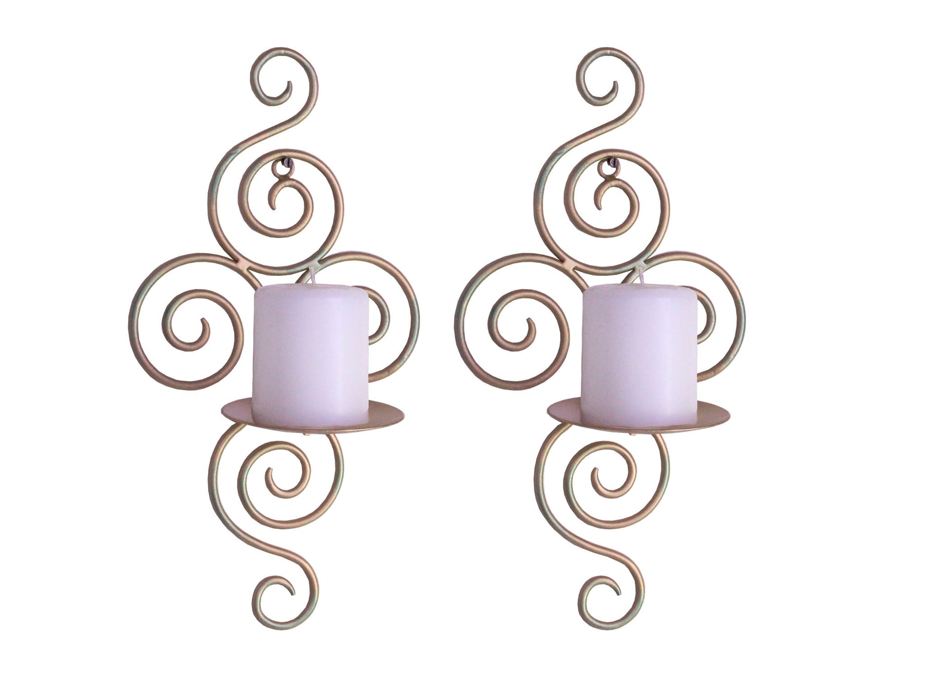 Hosley® Wall Candle Scone, Set of 2 Elegant Swirling Iron Hanging Wall Mounted Decorative Candle Holder For Home Decoration