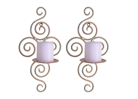 Hosley® Wall Candle Scone, Set of 2 Elegant Swirling Iron Hanging Wall Mounted Decorative Candle Holder For Home Decoration