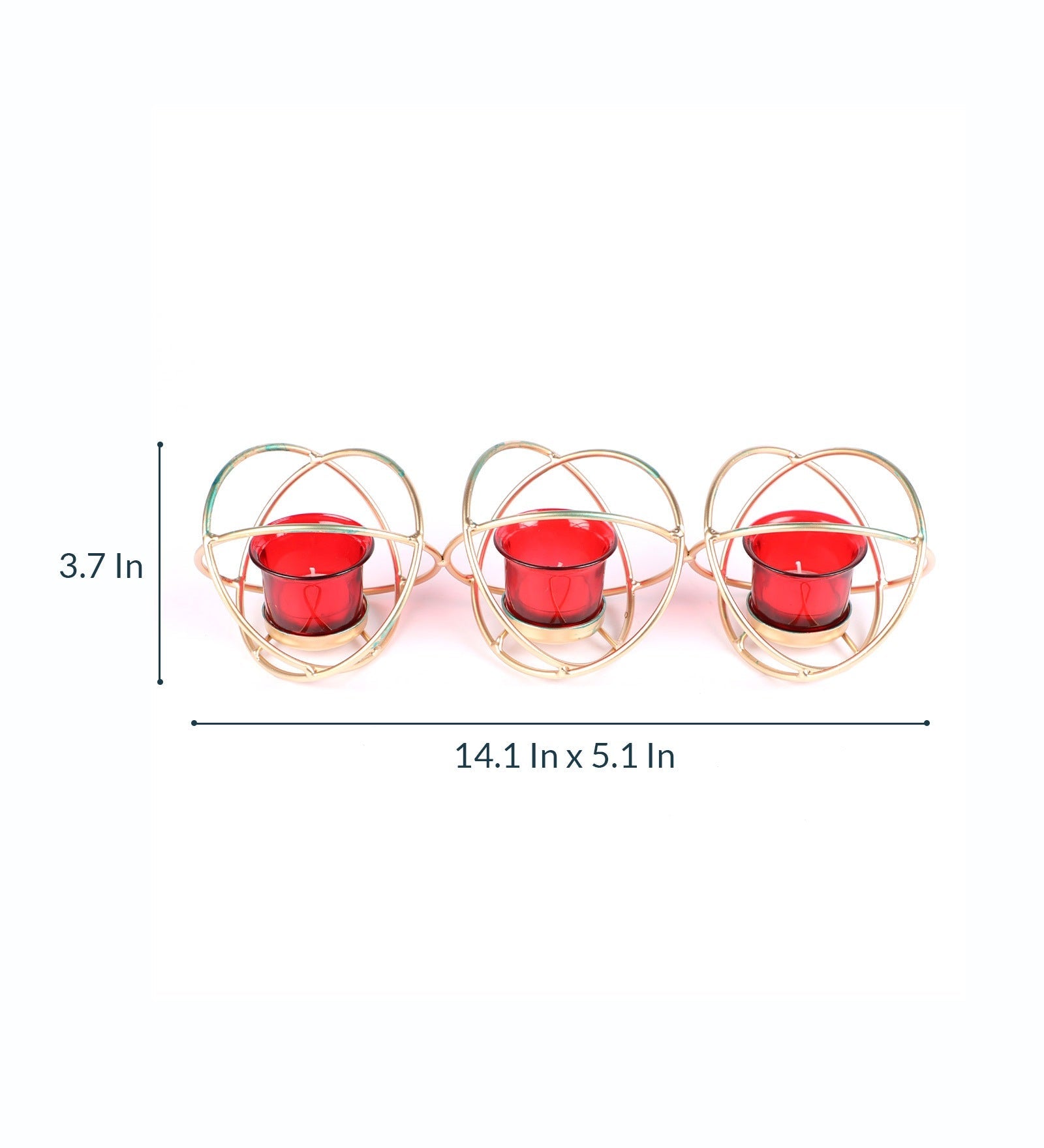 Hosley Iron Tealight Candle Holder With Red Glass cup and free Tealight for Home Decoration