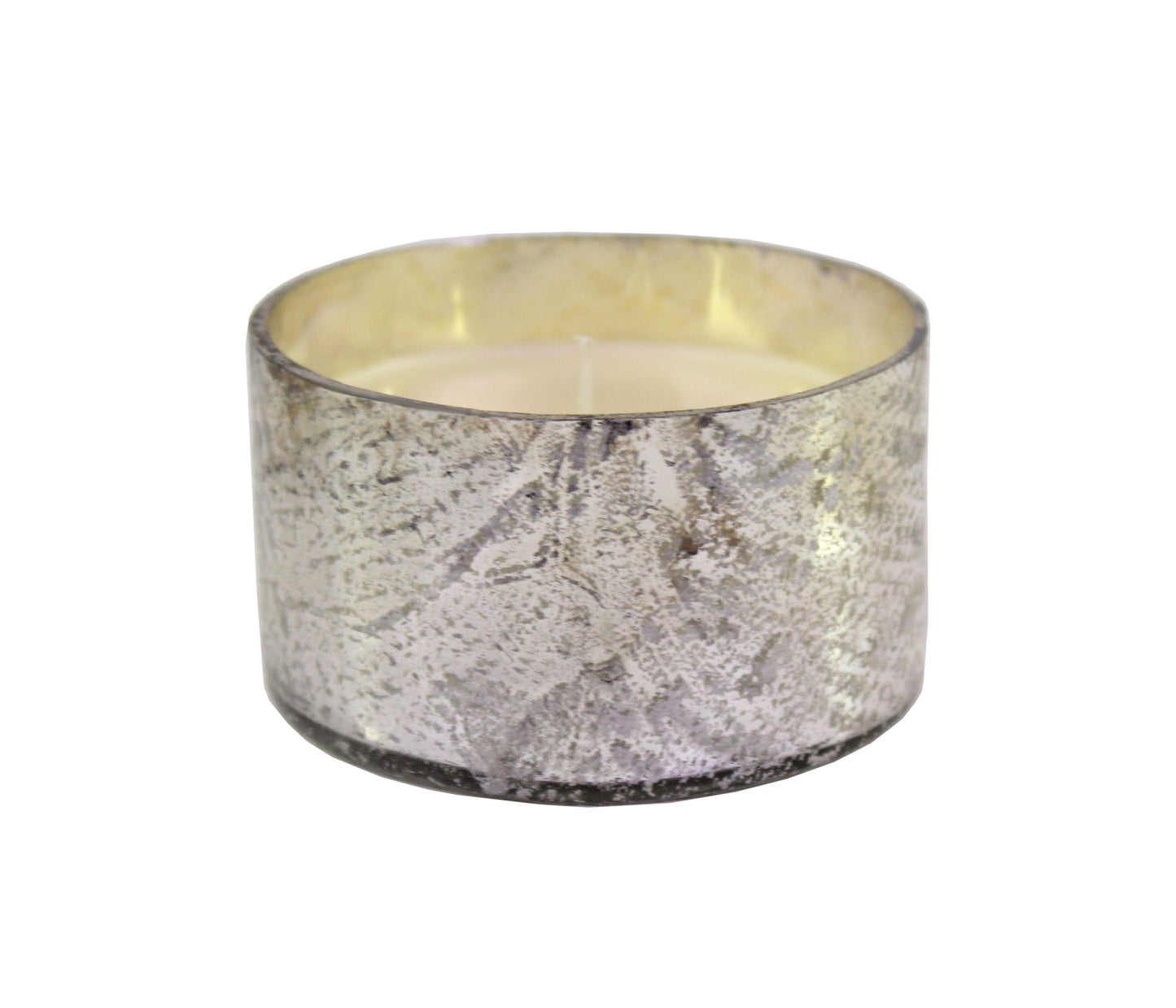 Hosley Sweet Pea Jasmine Fragrance Mercury Silver Round  Glass Candle for Home Decoration/ Gifting/ Party