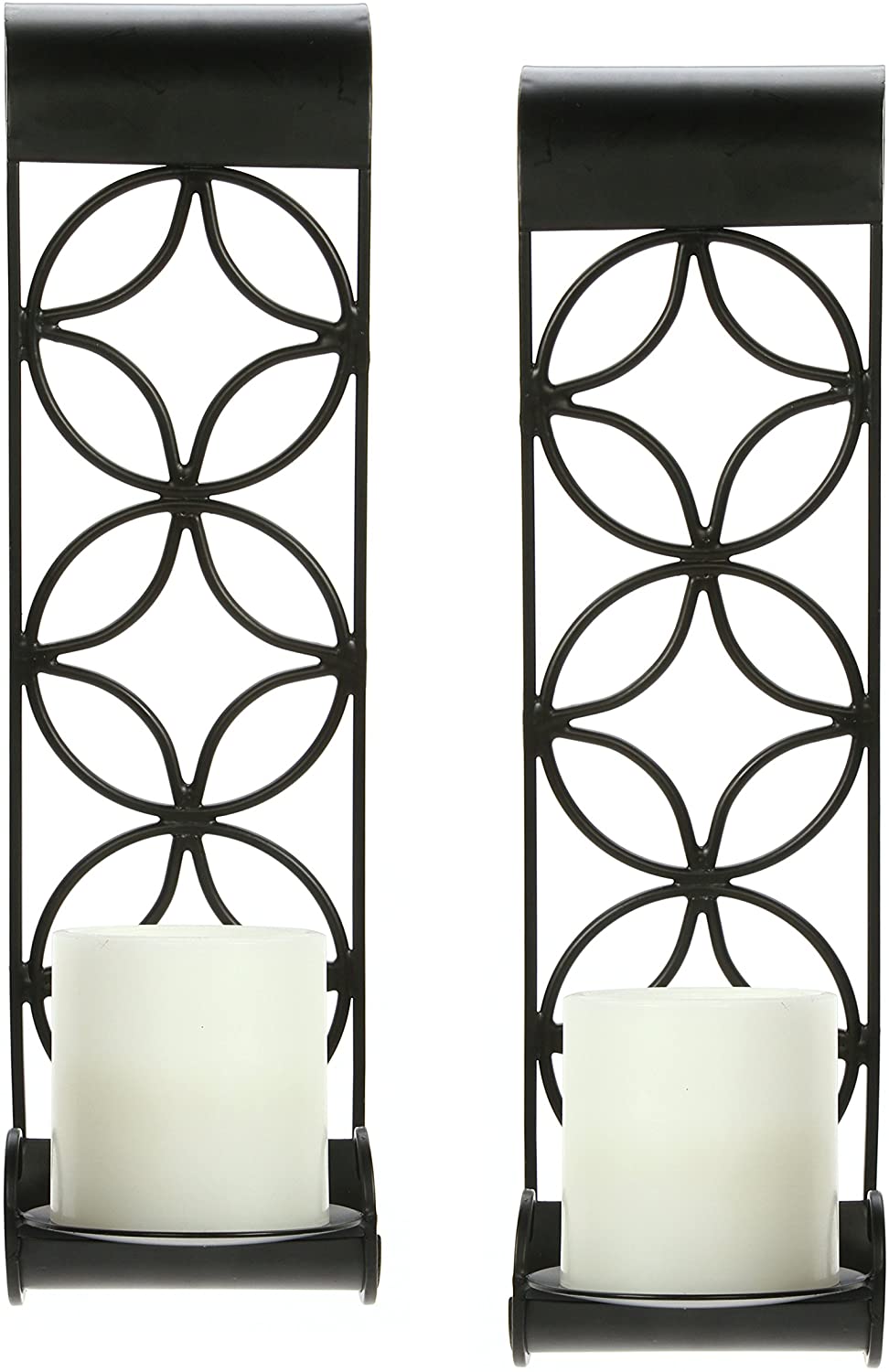 Hosley Set of 2 Wall Hanging Pillar Candle Holder Metal Wall Sconce with Pillar Candles for for Home Decoration (Set of 2)