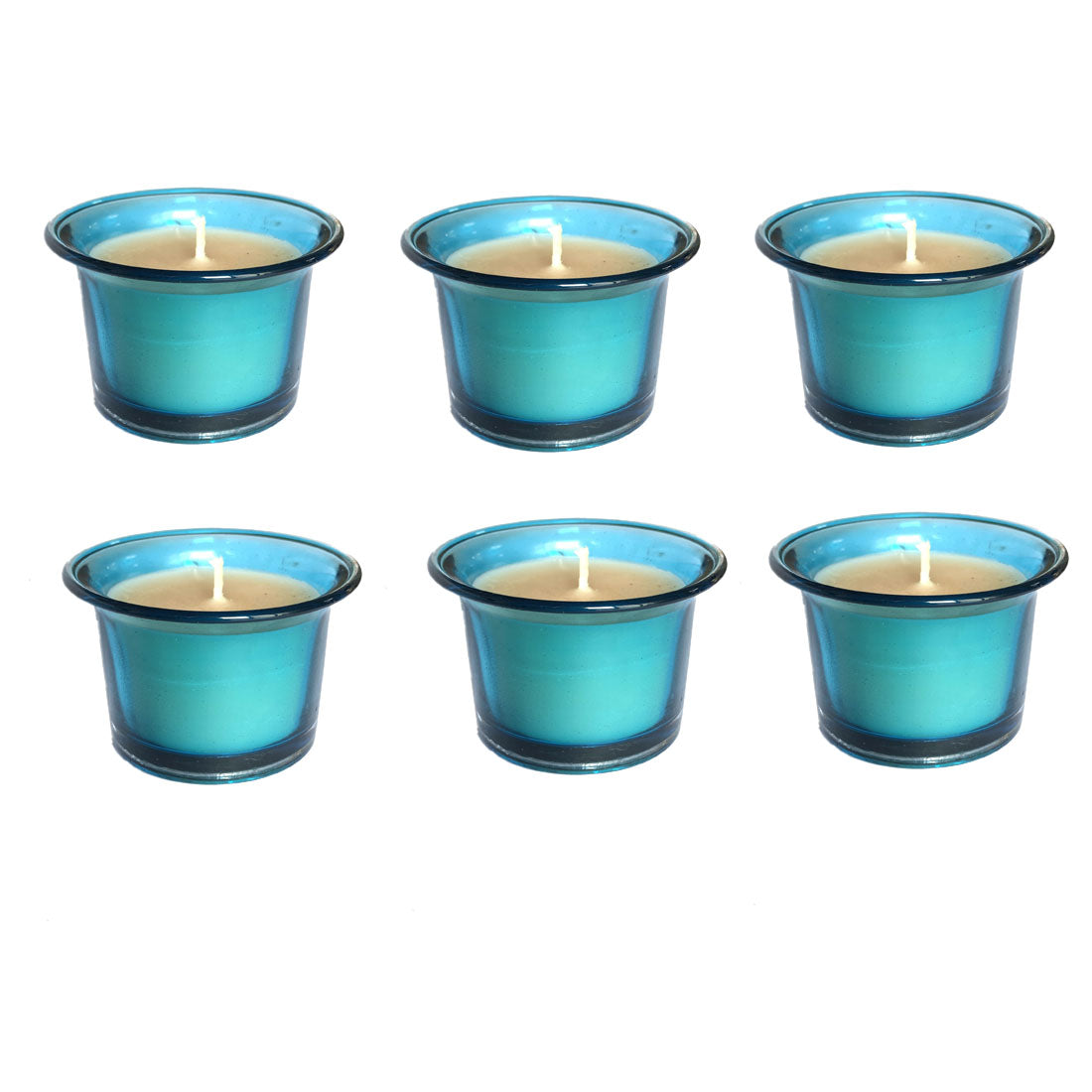 Hosley Unscented Jar Candles / Candle Holder for Home Decoration Candles, Pack of 6, Blue