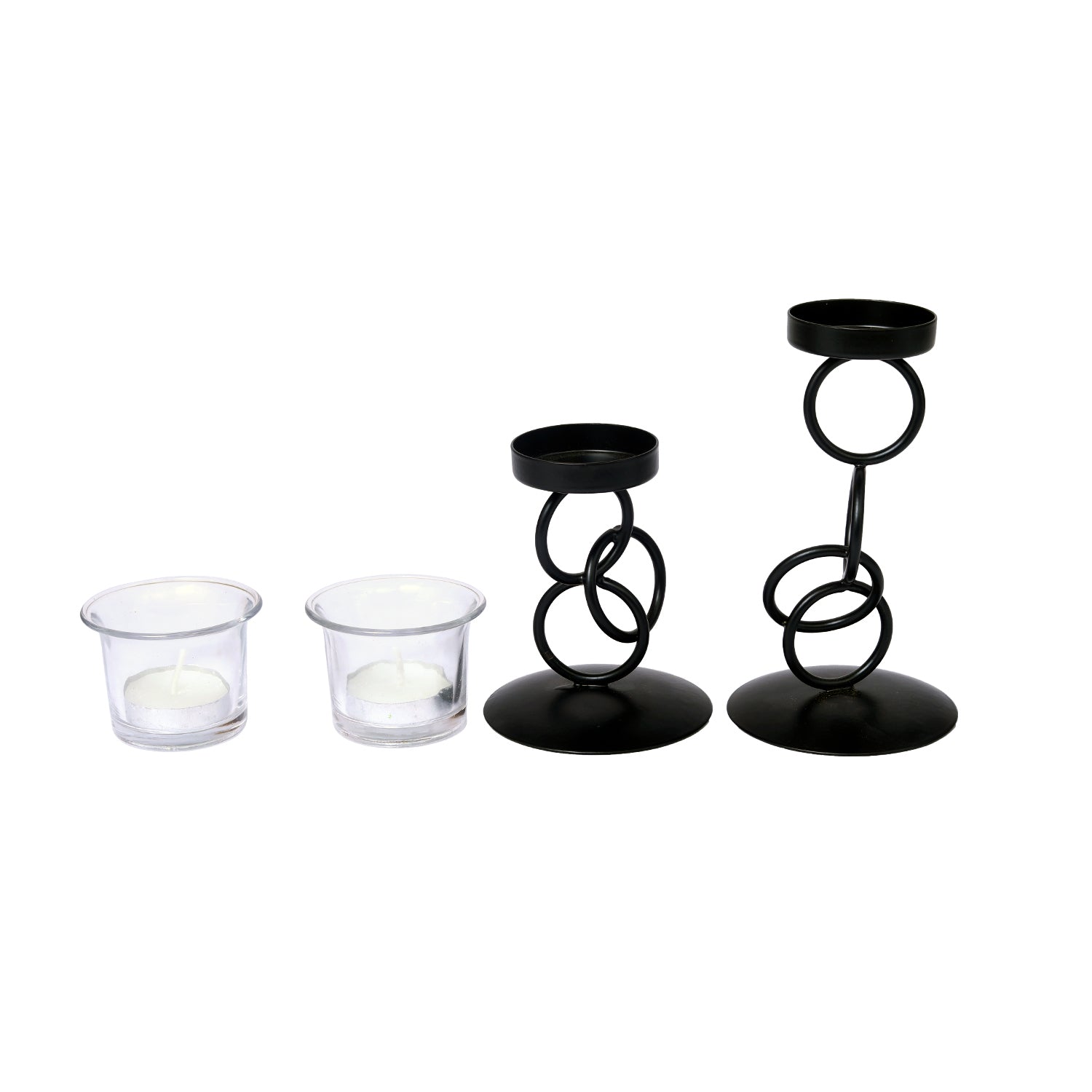 Hosley Tealight Candle Holders for Home Decoration, with 2 Glass |Best for  Home Decoration, Diwali Decoration Items,  Dining Table, Black, Pack of 2