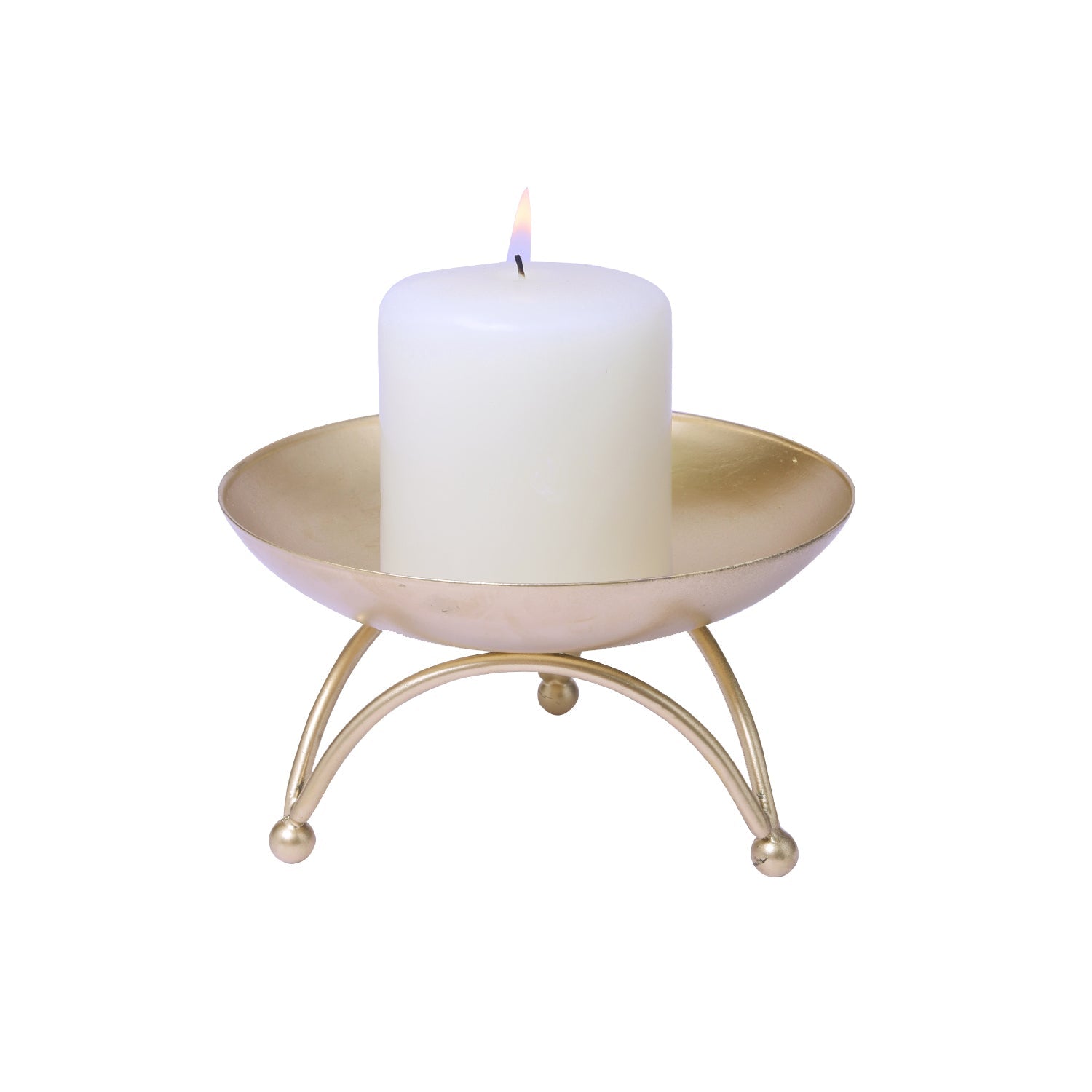 Hosley Decorative Pillar  Candle Holder with 1 pillar candle for Home Decoration, Pack of 1, Gold