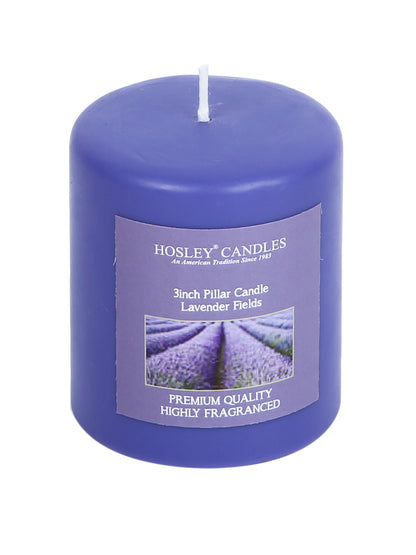 Hosley Set of 3 Lavender Fields 3Inchs Pillar Candles