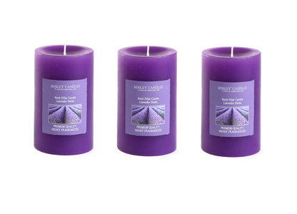 Hosley Set of 3 Lavender Fields 4Inchs Pillar Candles