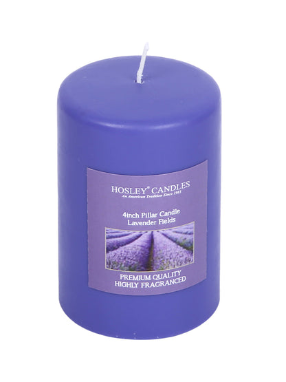 Hosley Set of 3 Lavender Fields 4Inchs Pillar Candles