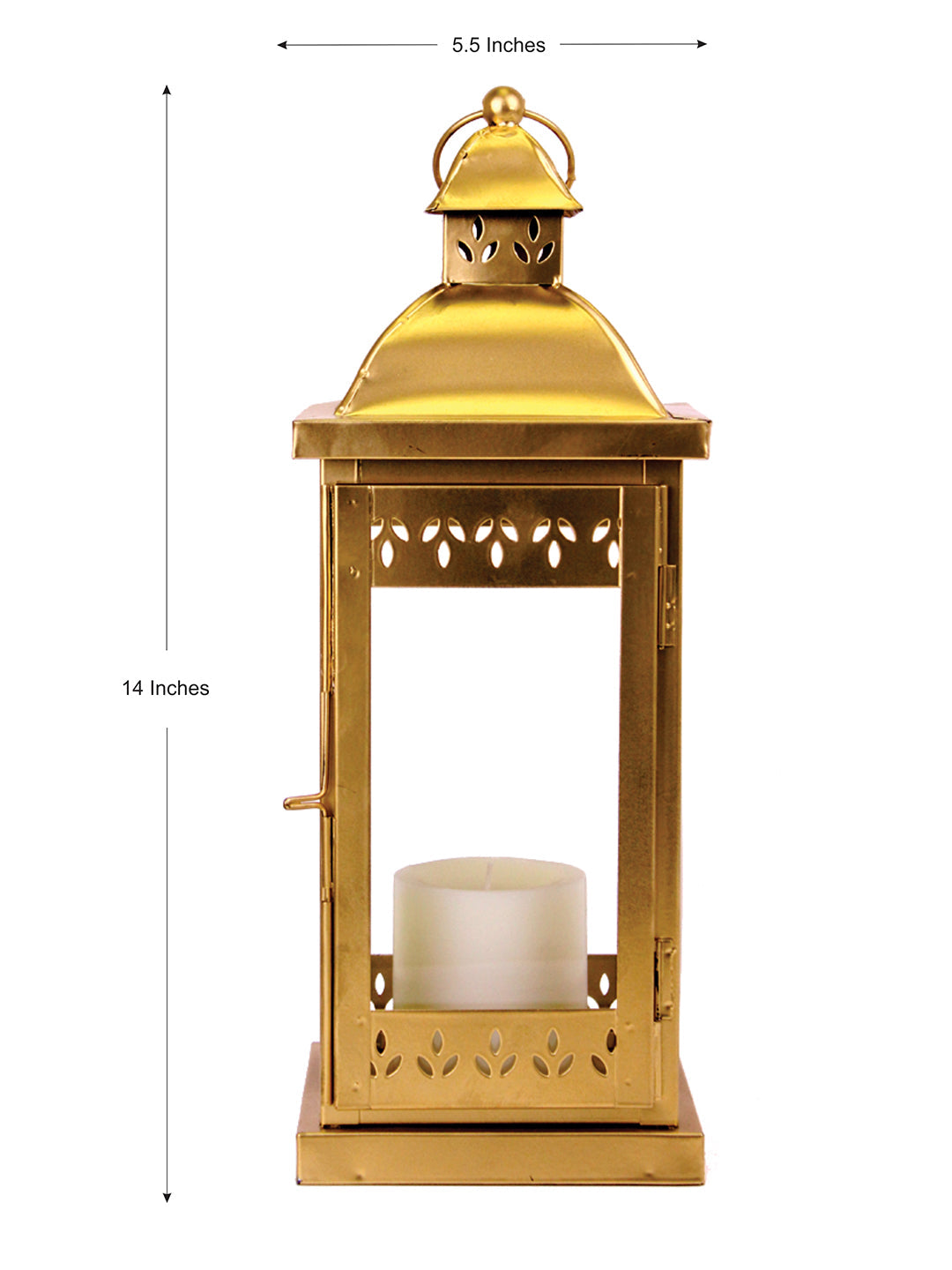 Hosley Gold Decorative Lantern  with Free Pillar Candle