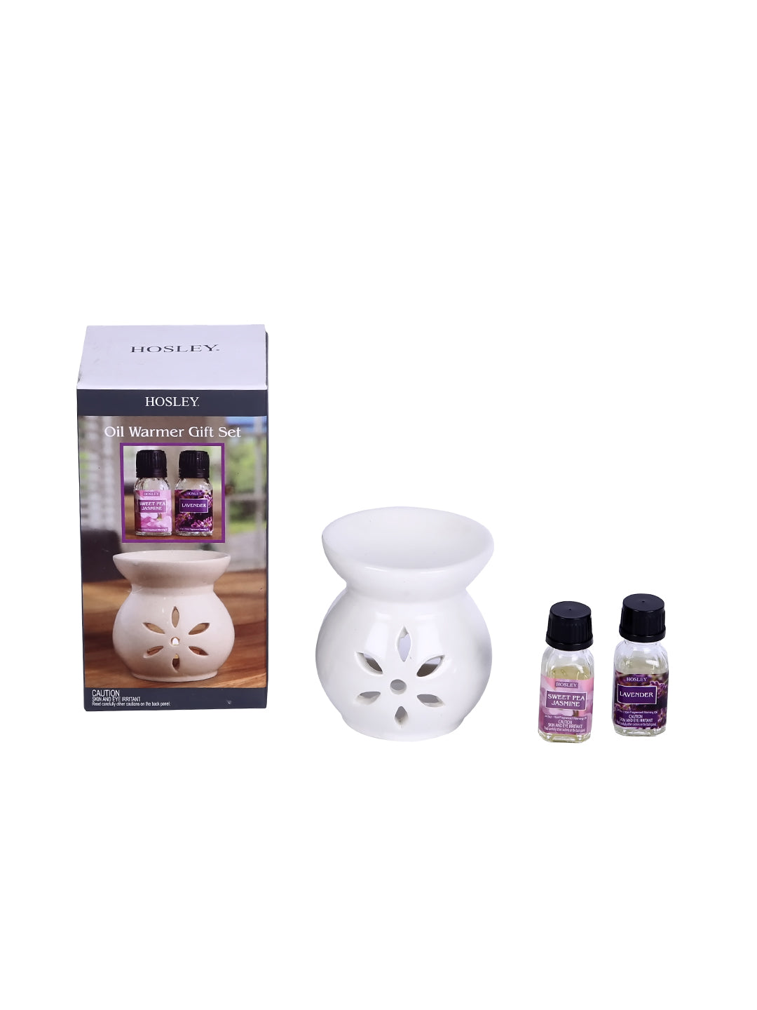 Hosley Ceramic Aroma Oil Warmer/ Oil Diffuser with Oil Bottles and Tealight For Gifting / Home Fragrance