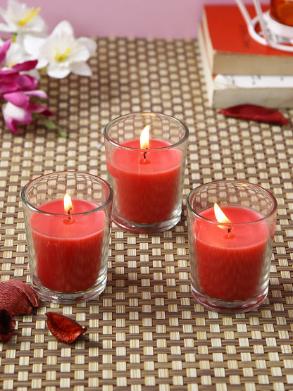 Set of 3 Hosley® Highly Fragranced Apple Cinnamon Filled Glass Candles, 1.6 Oz wax each