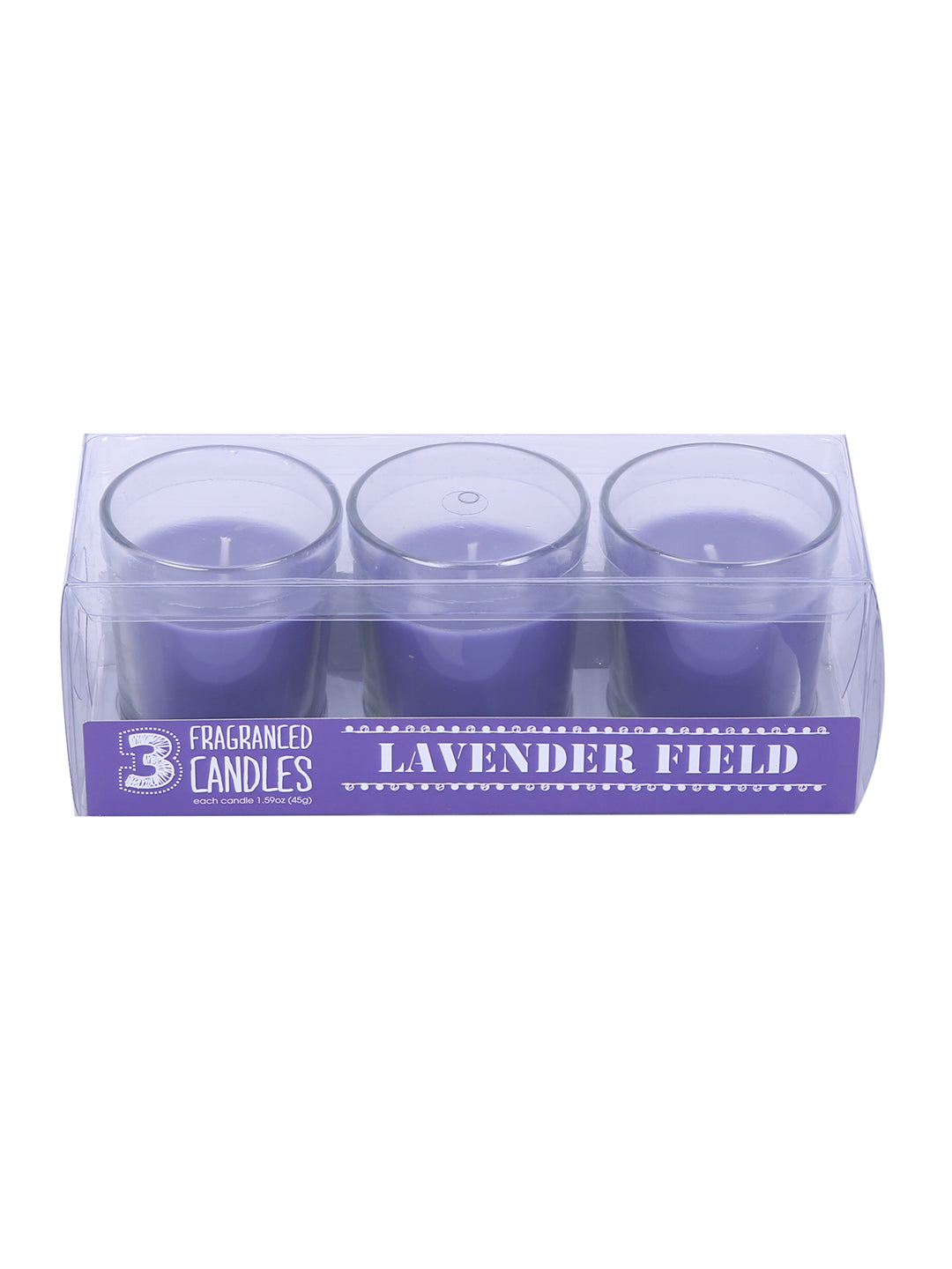 Set of 3 Hosley® Highly Fragranced Lavender Fields Filled Glass Candles, 1.6 Oz wax each