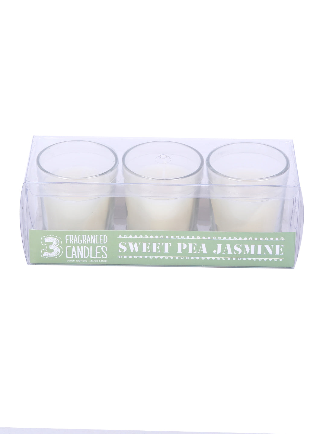 Set of 3 Hosley® Highly Fragranced Sweet Pea Jasmine  Filled Glass Candles, 1.6 Oz wax each