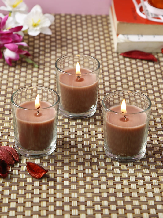 Set of 3 Hosley® Highly Fragranced Rustic Sandalwood Filled Glass Candles, 1.6 Oz wax each