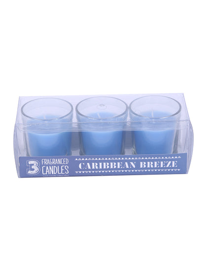 Set of 3 Hosley® Highly Fragranced Caribbean Breeze Filled Glass Candles, 1.6 Oz wax each