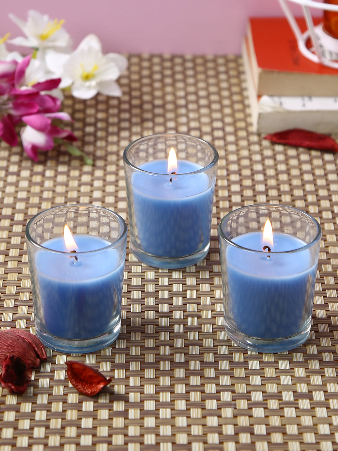 Set of 3 Hosley® Highly Fragranced Caribbean Breeze Filled Glass Candles, 1.6 Oz wax each