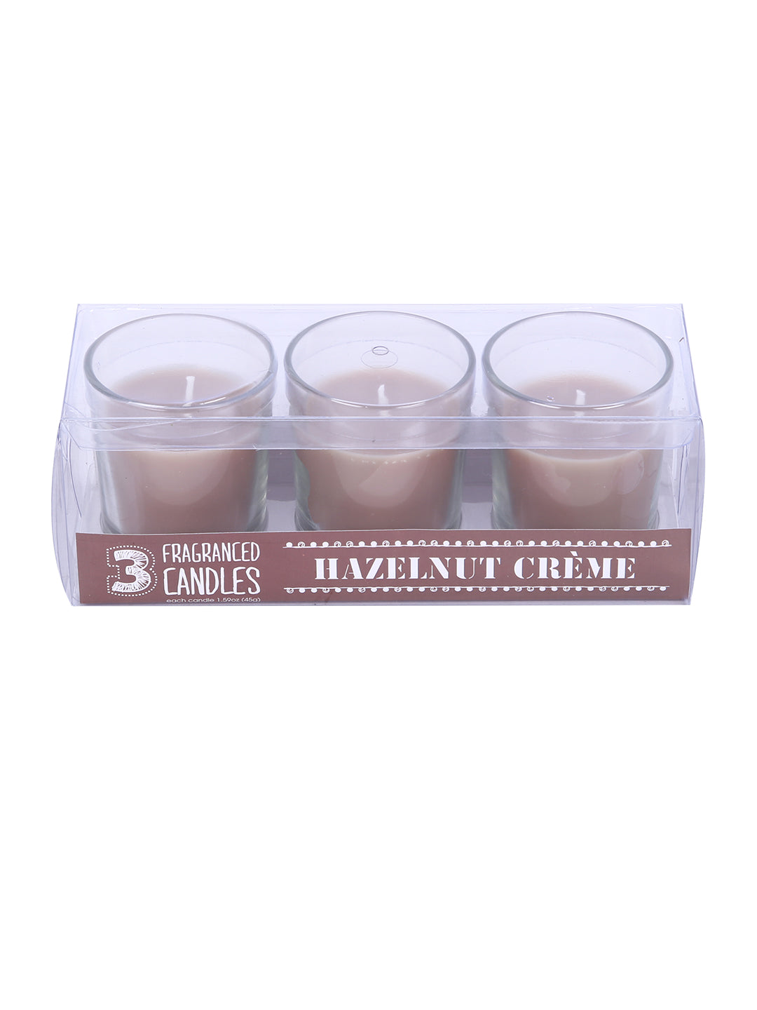 Set of 3 Hosley® Highly Fragranced Hazelnut Creme Filled Glass Candles, 1.6 Oz wax each