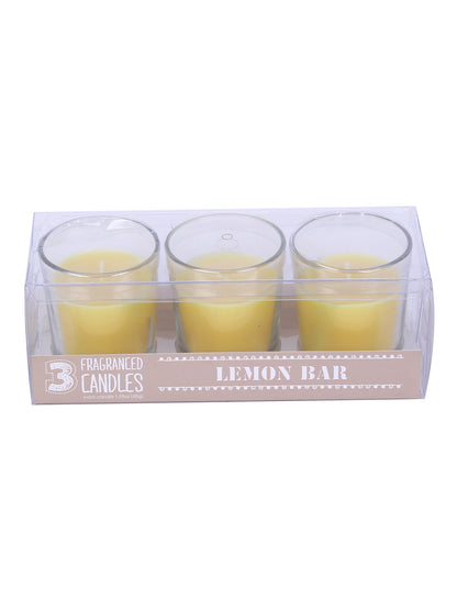 Set of 3 Hosley® Highly Fragranced Lemon Bar Filled Glass Candles, 1.6 Oz wax each