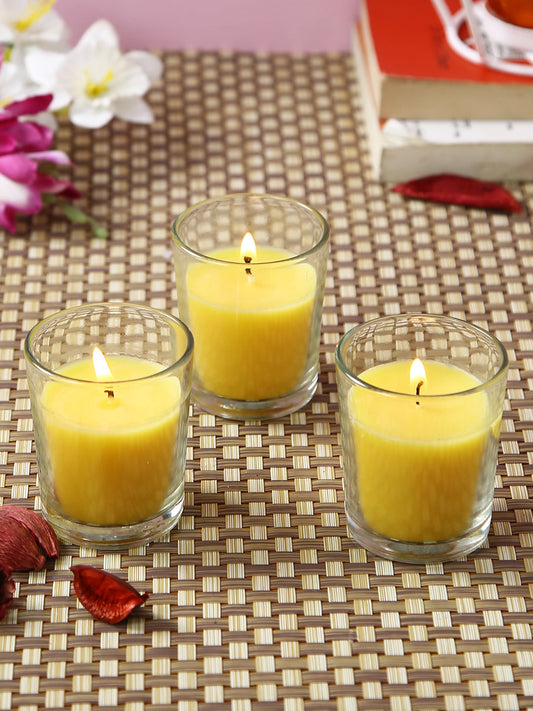 Set of 3 Hosley® Highly Fragranced Lemon Bar Filled Glass Candles, 1.6 Oz wax each