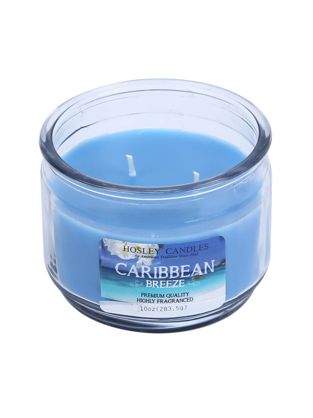 Hosley® Caribbean Breeze Highly Fragranced, 2 Wick, 10 Oz wax, Jar Candle