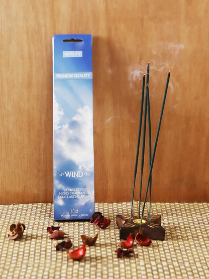 Set of 240 Highly Fragranced Hosley® Wind Incense Sticks (packed in forty piece count boxes) with bonus Decorative Butterfly Shaped Wooden Holder