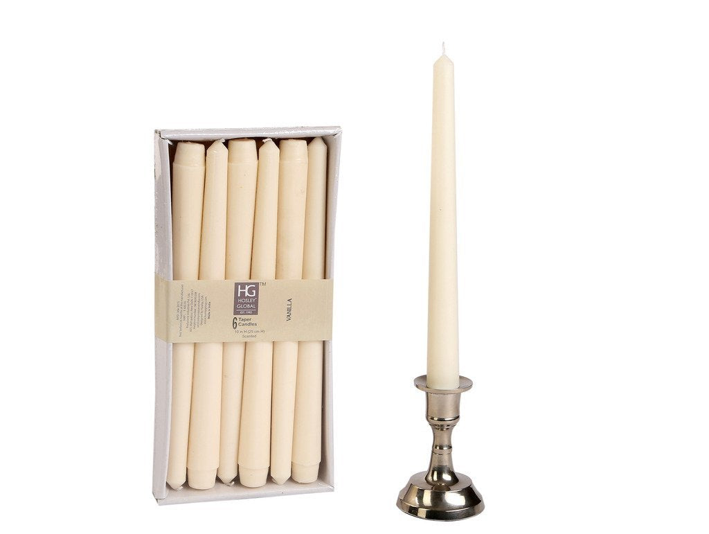 Hosley® Pack of 6 Highly Fragranced Vanilla 25.4cm High White Taper Candles