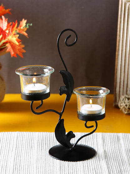 Hosley Decorative Tealight Holder with 2 Clear Glasses