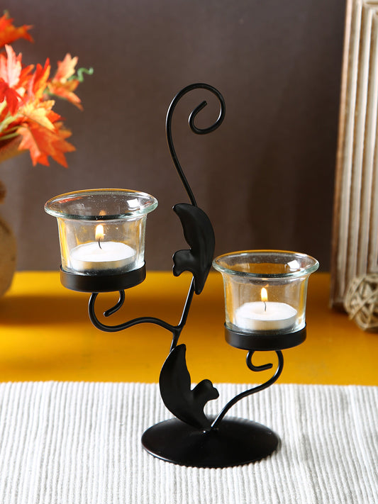 Hosley Decorative Tealight Holder with 2 Clear Glasses