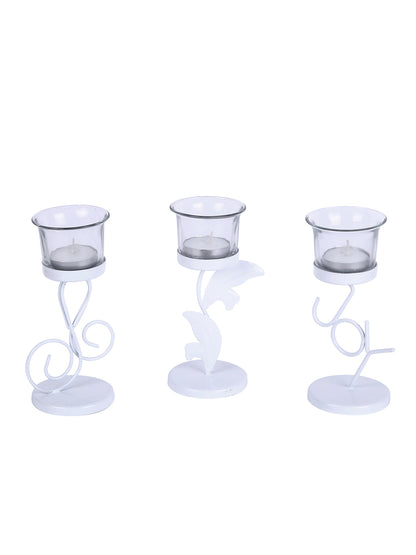 Hosley Set of 3 White Trendy Table Decoration Tealight Holder