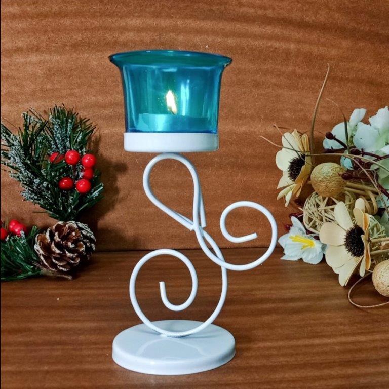 Hosley White Table Top Tealight Candle holder for Home Decoration Pack of - 1, with free Tealight