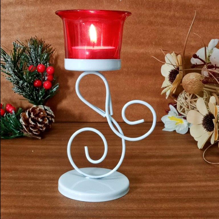 Hosley White Tealight Candle holder / Table Top for Home Decoration Pack of - 1, with free Tealight
