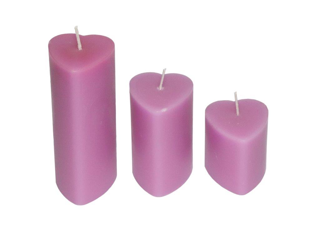 Hosley Rose Fragrance Heart Shape Scented Pillar Candle set, Pack of 3 Different Sizes, for Gifting, Valentineday Gift, decoration and festive