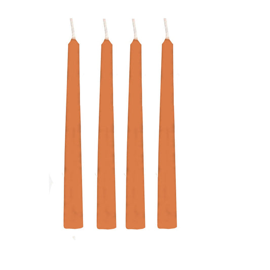 Hosley Unscented High Taper Candles  for Birthday Diwali Gifting Chirstmas Home Decoration Candle for Decoration, (25.4 cm, Orange, Set of 4)