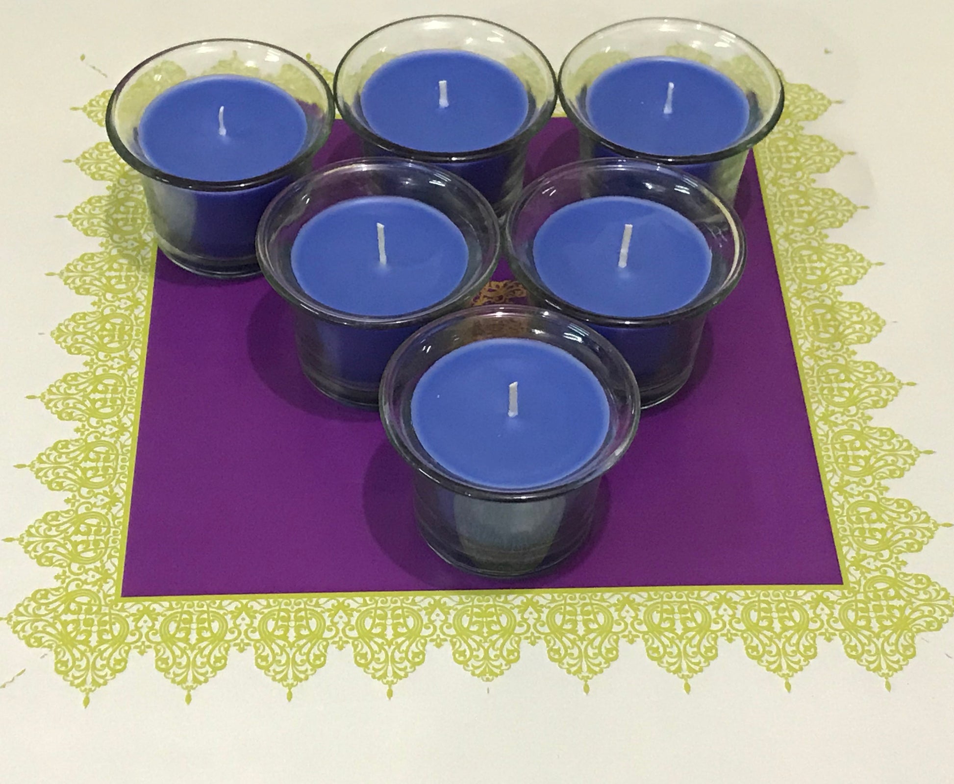Hosley Highly Fragranced Lavender Filled Votive Glass Candles / Decoration Candles, Pack of 6, Purple