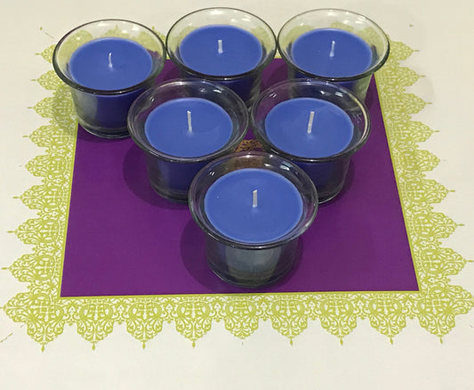 Hosley Highly Fragranced Lavender Filled Votive Glass Candles / Decoration Candles, Pack of 6, Purple