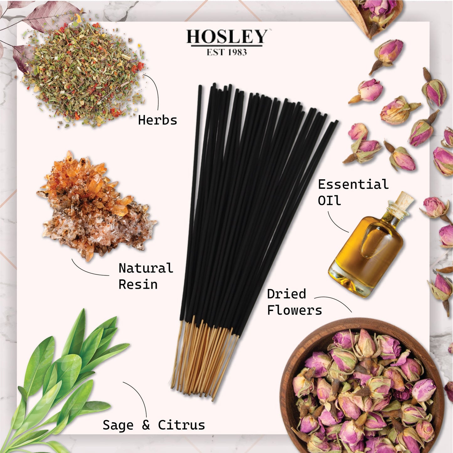Hosley Sage & Citrus Fragrance Incense Sticks