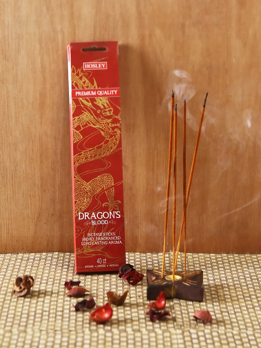 Set of 240 Highly Fragranced Hosley® Dragon Blood Incense Sticks (packed in forty piece count boxes) with bonus Decorative Butterfly Shaped Wooden Holder