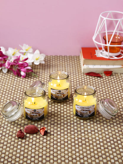 Set of 3 Hosley® Lemon Bar  Highly Fragranced Jar Candles, 2.65 Oz wax each