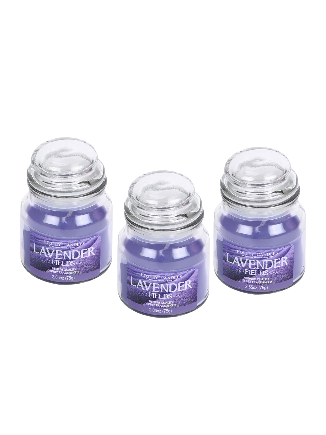 Set of 3 Hosley® Lavender Fields Highly Fragranced Jar Candles, 2.65 Oz wax each