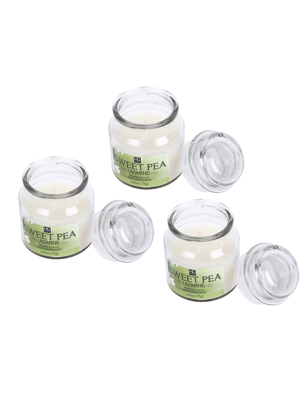 Set of 3 Hosley®  Sweet Pea Jasmine Highly Fragranced Jar Candles 2.65 Oz wax each